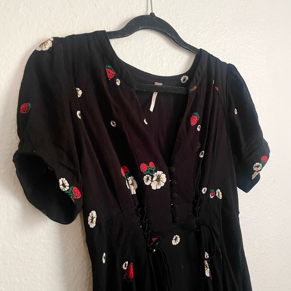 Free People Dream Girl Lace Up Strawberry Dress - Picture 7 of 9